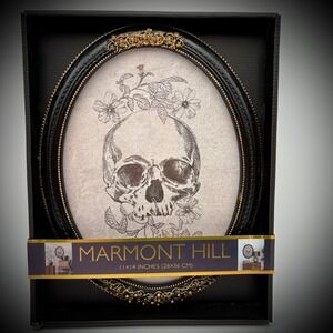 Marmont Hill Skull HALLOWEEN Floral Oval Wall Decor Gothic‎ Home Accent 11x14